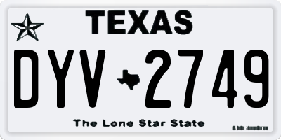 TX license plate DYV2749