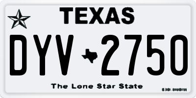 TX license plate DYV2750