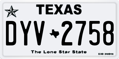 TX license plate DYV2758