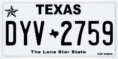 TX license plate DYV2759