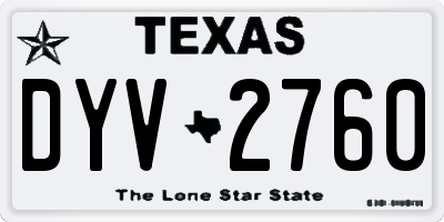 TX license plate DYV2760