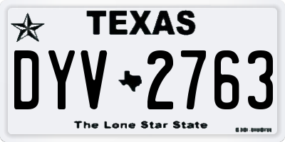 TX license plate DYV2763
