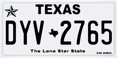 TX license plate DYV2765