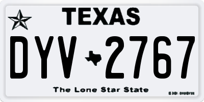 TX license plate DYV2767