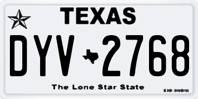 TX license plate DYV2768