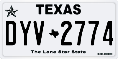TX license plate DYV2774