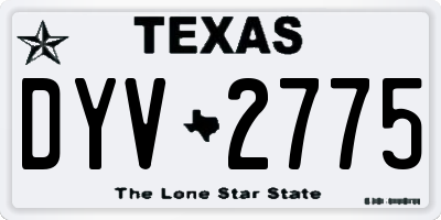 TX license plate DYV2775