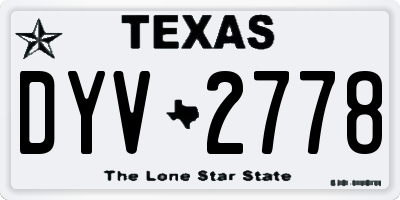 TX license plate DYV2778