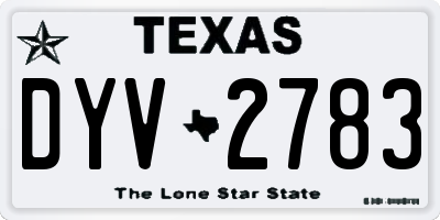 TX license plate DYV2783