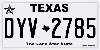 TX license plate DYV2785