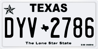 TX license plate DYV2786