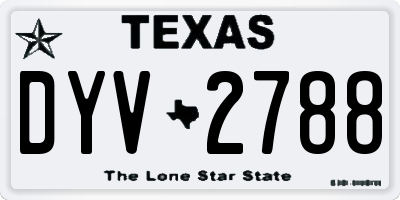 TX license plate DYV2788