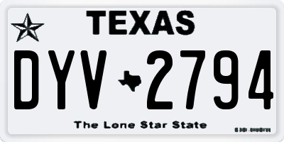 TX license plate DYV2794