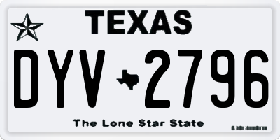 TX license plate DYV2796