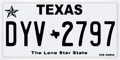 TX license plate DYV2797