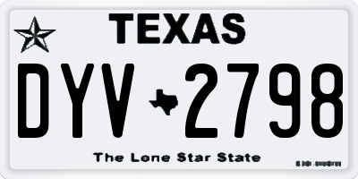 TX license plate DYV2798