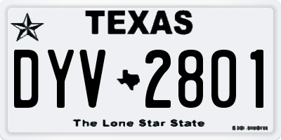 TX license plate DYV2801