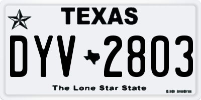 TX license plate DYV2803
