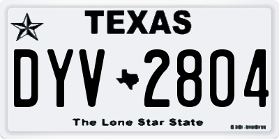 TX license plate DYV2804