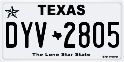 TX license plate DYV2805