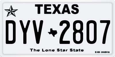 TX license plate DYV2807