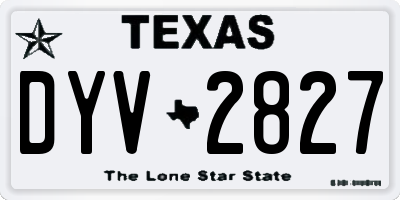 TX license plate DYV2827