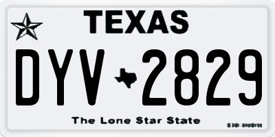 TX license plate DYV2829