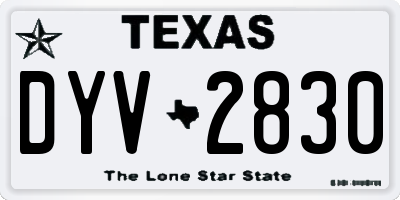 TX license plate DYV2830