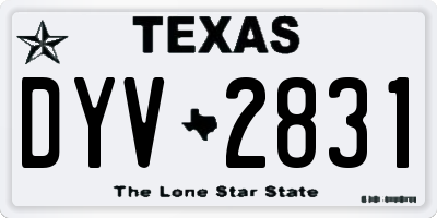 TX license plate DYV2831