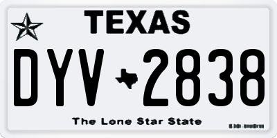 TX license plate DYV2838