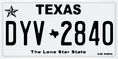 TX license plate DYV2840