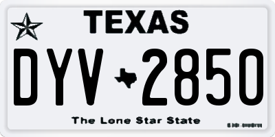 TX license plate DYV2850