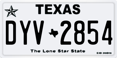 TX license plate DYV2854