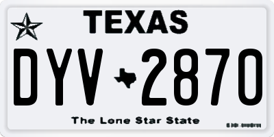TX license plate DYV2870