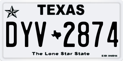 TX license plate DYV2874