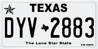 TX license plate DYV2883