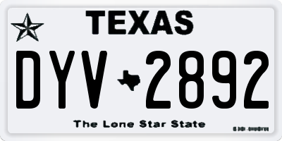 TX license plate DYV2892