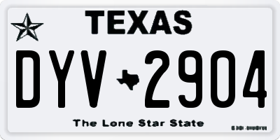 TX license plate DYV2904