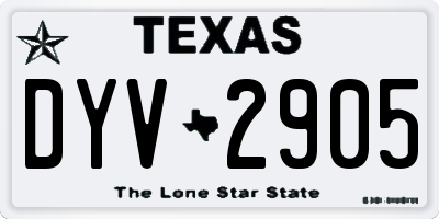 TX license plate DYV2905