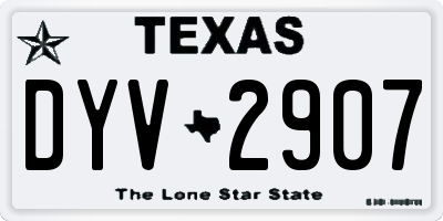 TX license plate DYV2907
