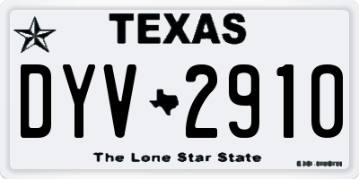 TX license plate DYV2910