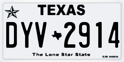 TX license plate DYV2914