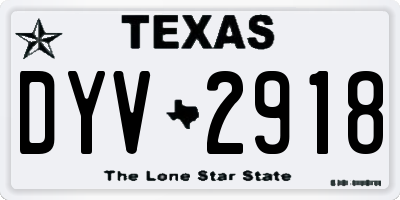 TX license plate DYV2918