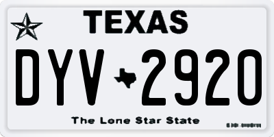 TX license plate DYV2920