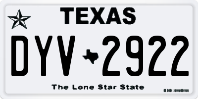 TX license plate DYV2922