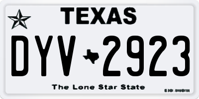 TX license plate DYV2923