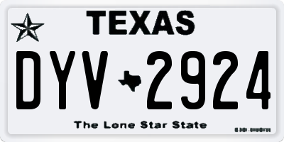 TX license plate DYV2924