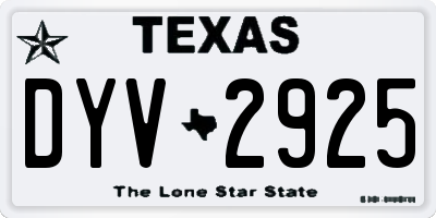 TX license plate DYV2925