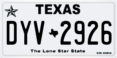 TX license plate DYV2926