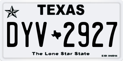 TX license plate DYV2927